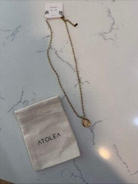 Atolea Opal gold paper clip chain necklace